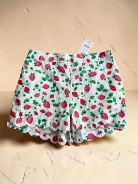 CREWCUTS Strawberry Print Scalloped Shorts Size 14 NEW NWT